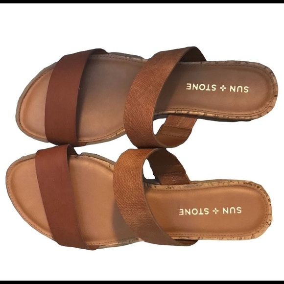 Sun + Stone Cognac Sandals Women 7.5 - Picture 2 of 4